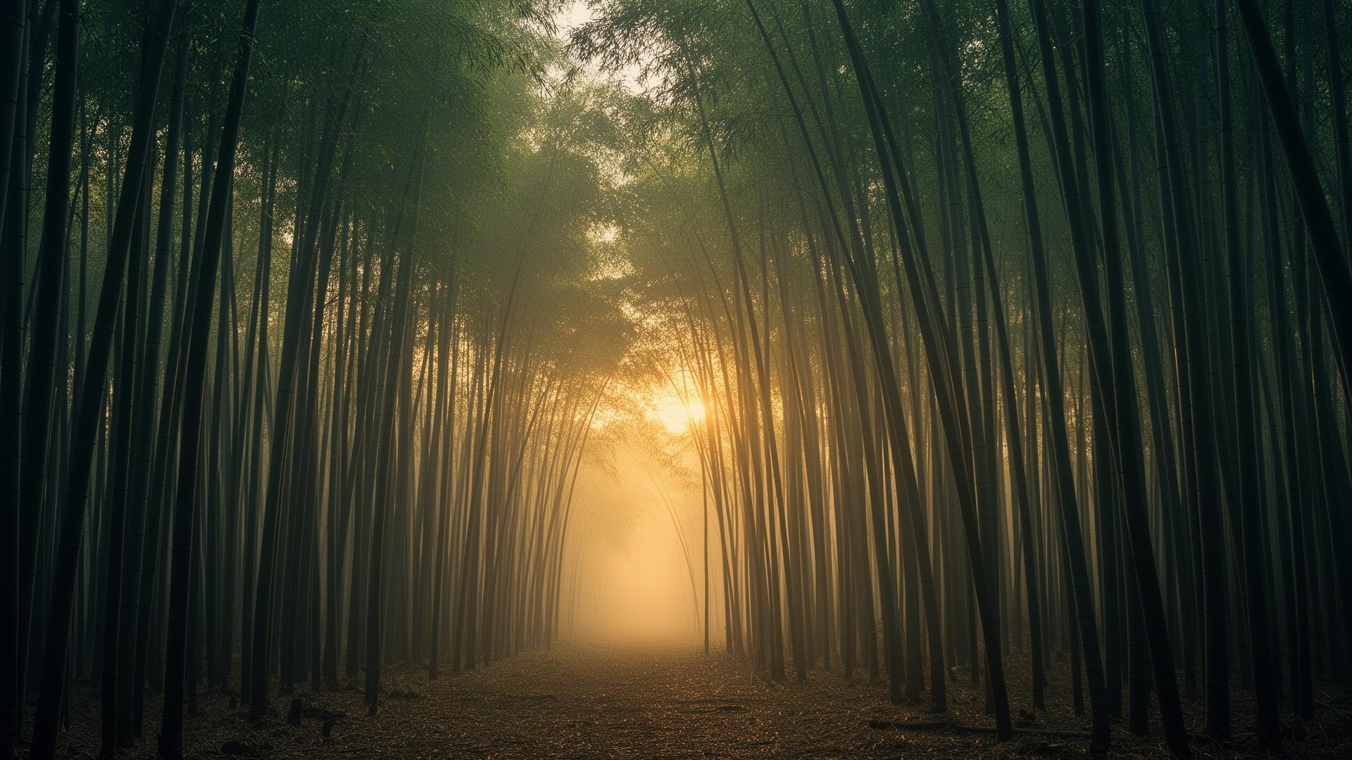 Bamboo grove at sunrise